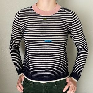 Striped Sweater w visible mending